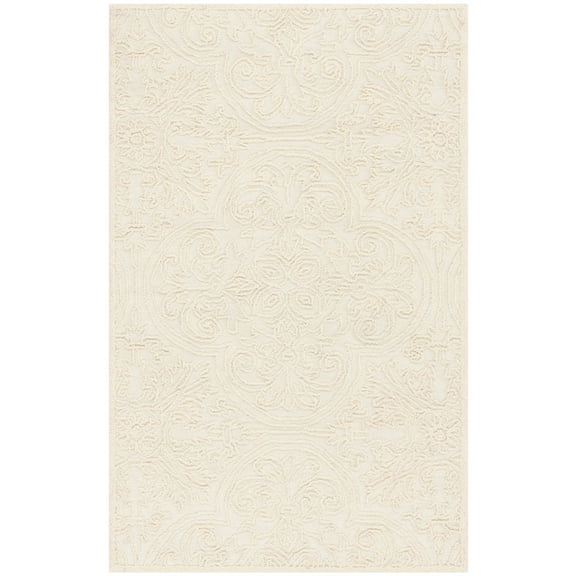 SAFAVIEH Trace Burton Geometric Wool Area Rug, Ivory, 2'3" x 4'