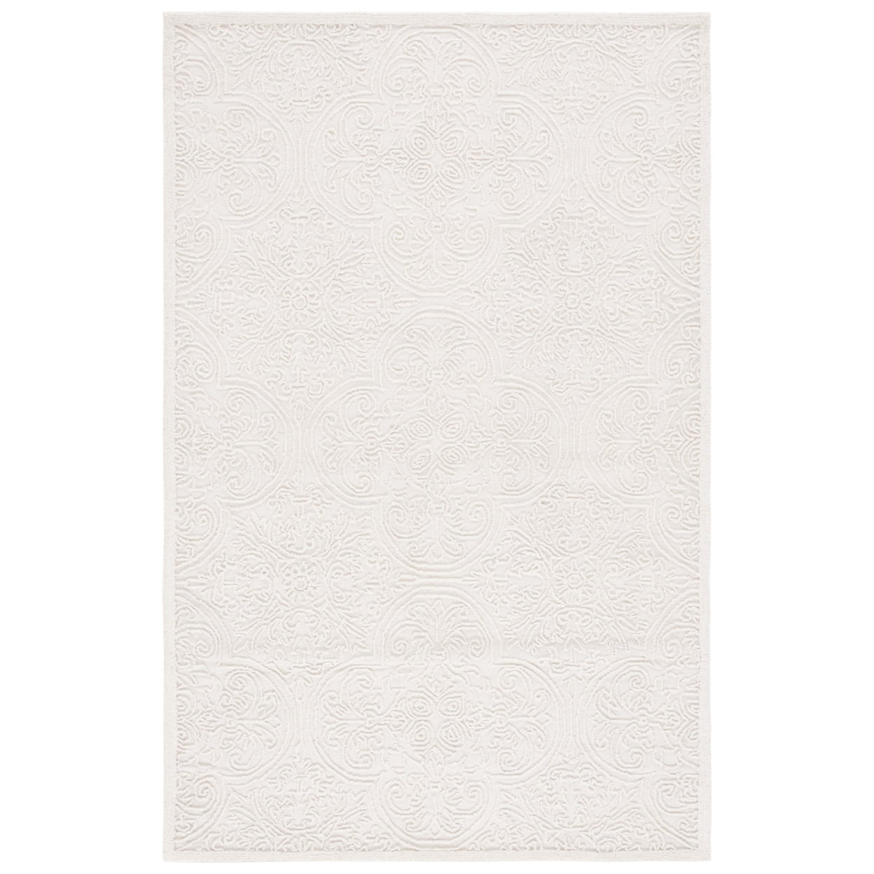 Ivory Hand-Tufted Wool Reversible Area Rug, 5' x 8'