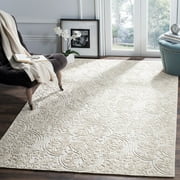 SAFAVIEH Trace Burton Geometric Wool Area Rug, Ivory, 6' x 6' Square