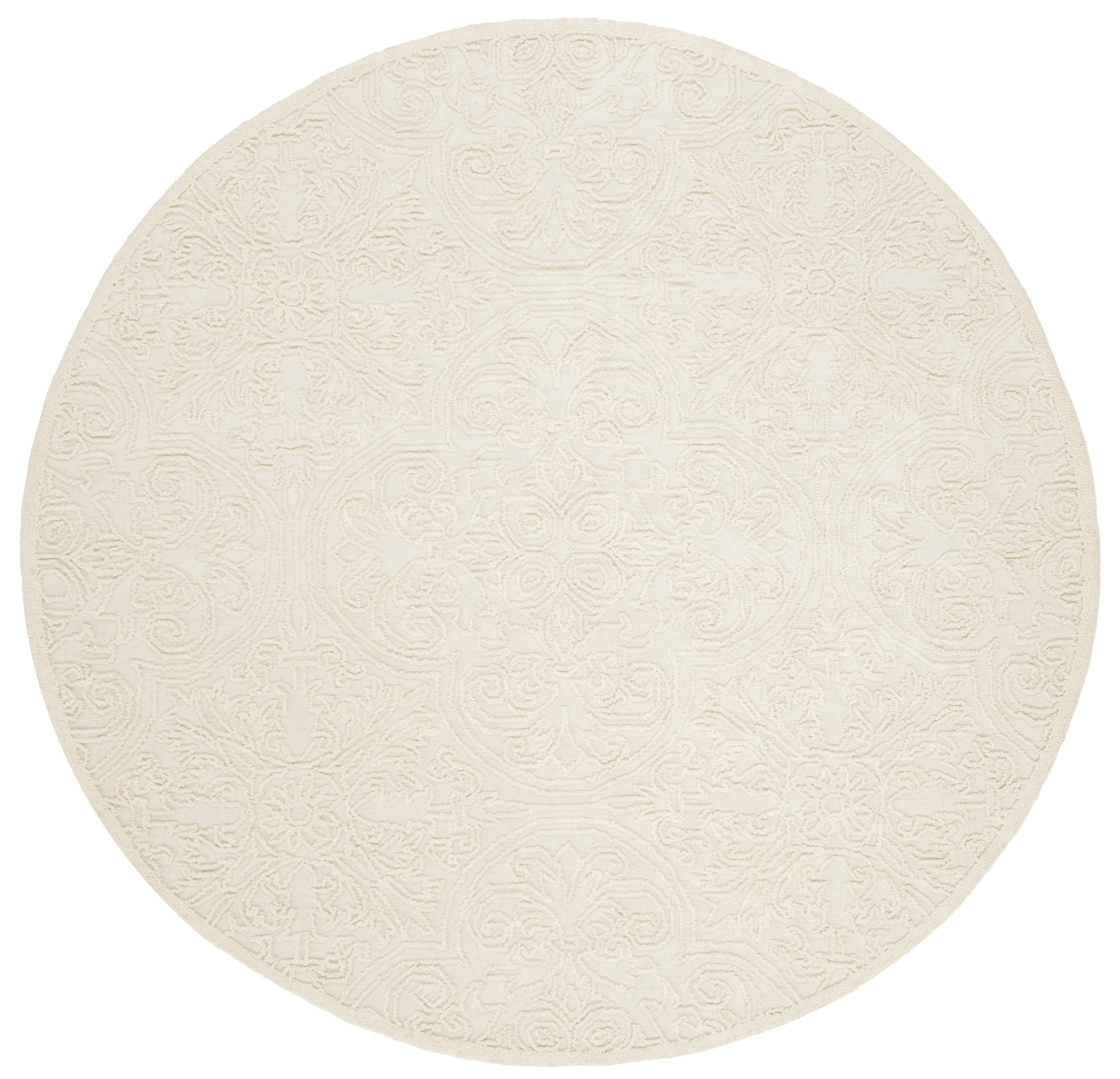SAFAVIEH Trace Burton Geometric Area Rug, Ivory, 8' x 8' Round