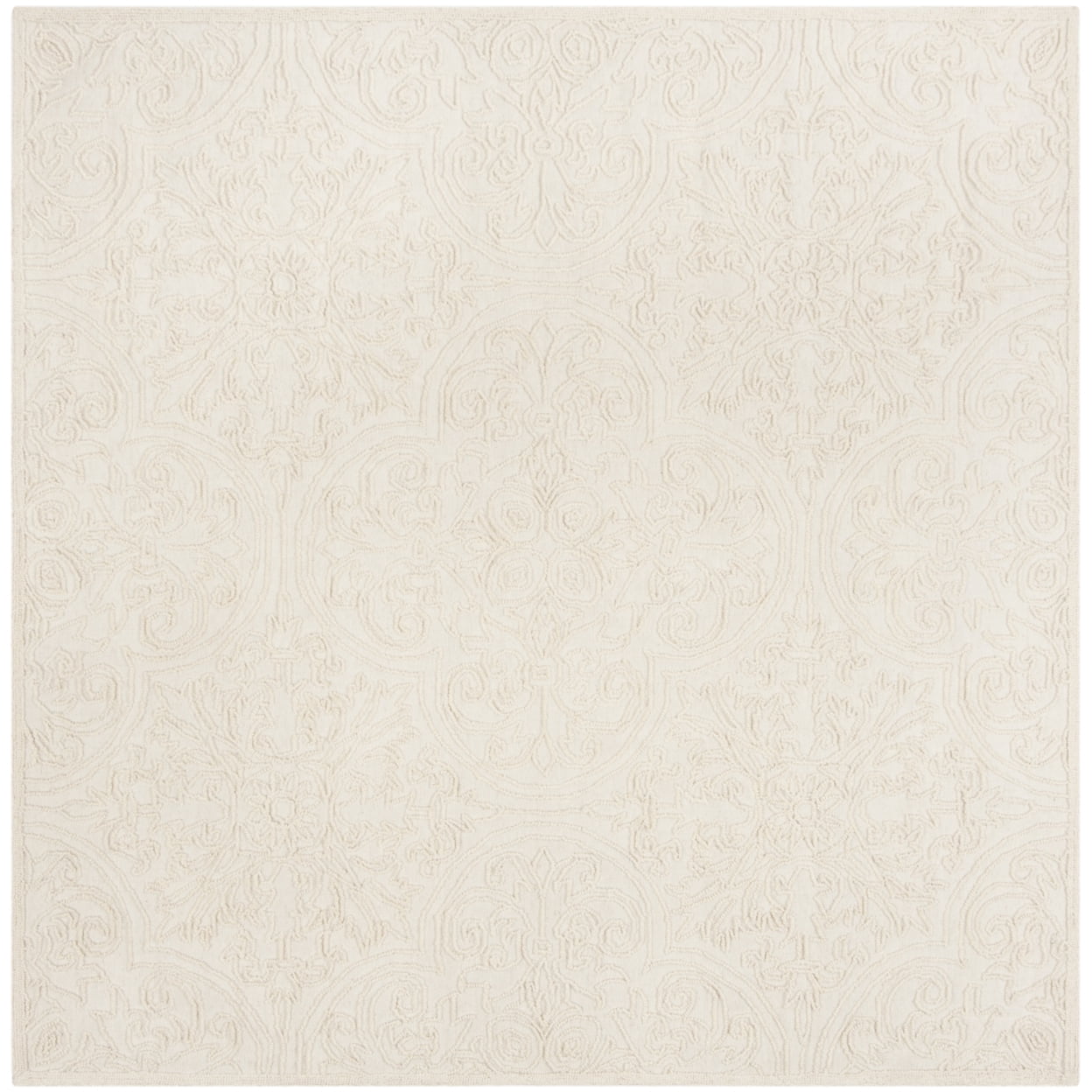 Ivory Hand-Tufted Wool 4' Square Area Rug