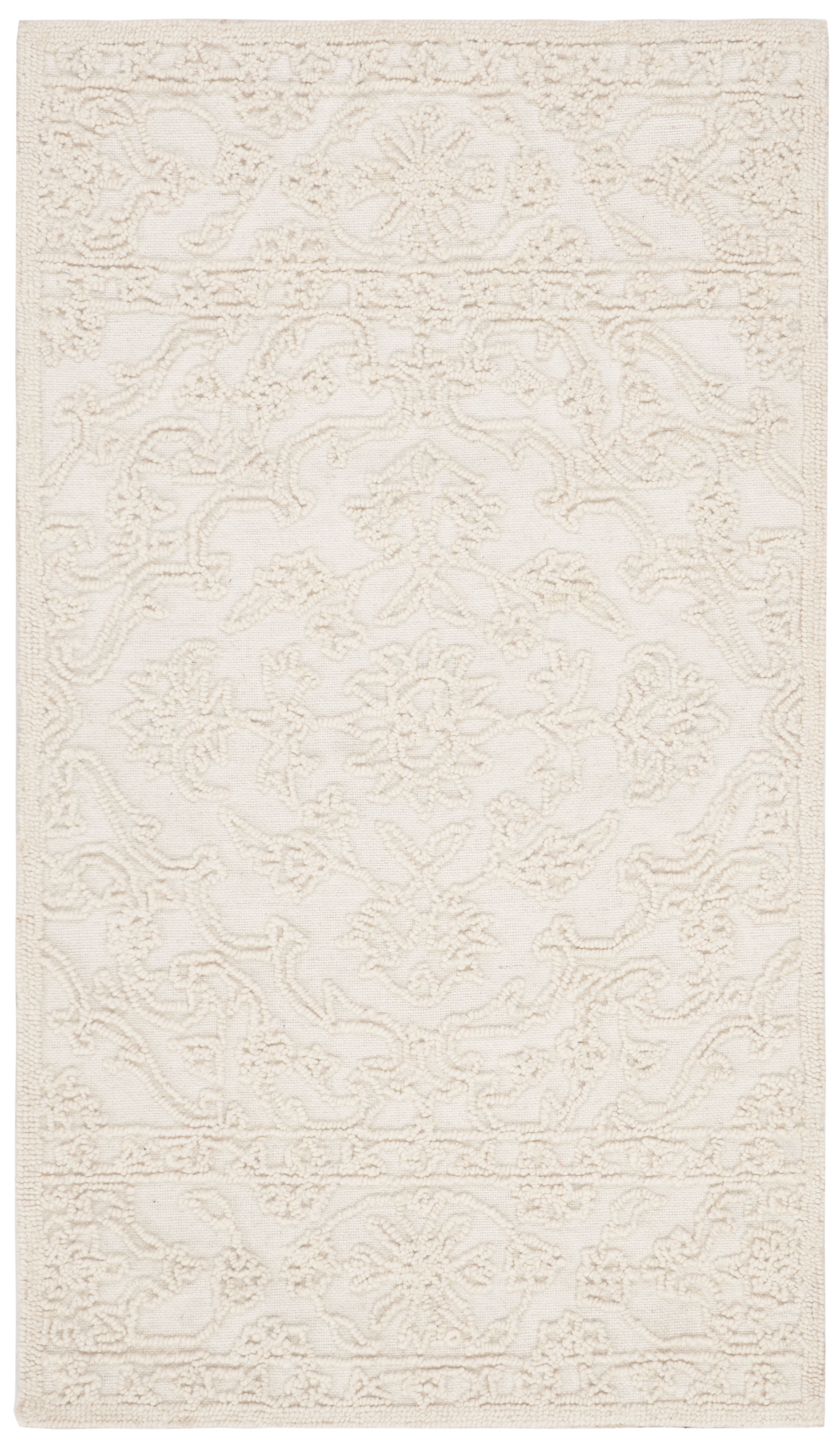 Ivory Hand-Tufted Wool Rectangular Area Rug, 8' x 10'
