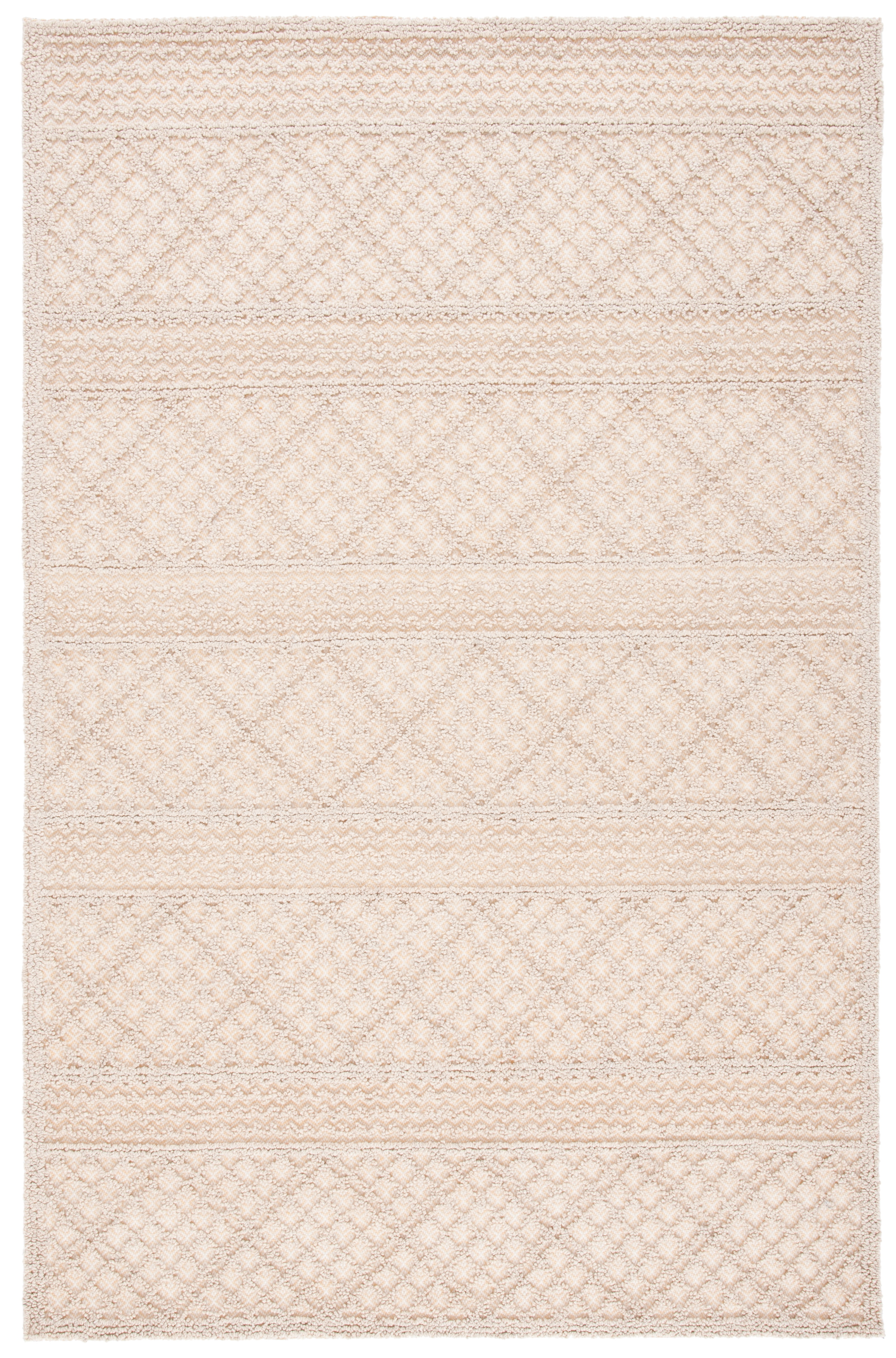 Ivory Hand-Tufted Wool Rectangular Area Rug, 4' x 6'