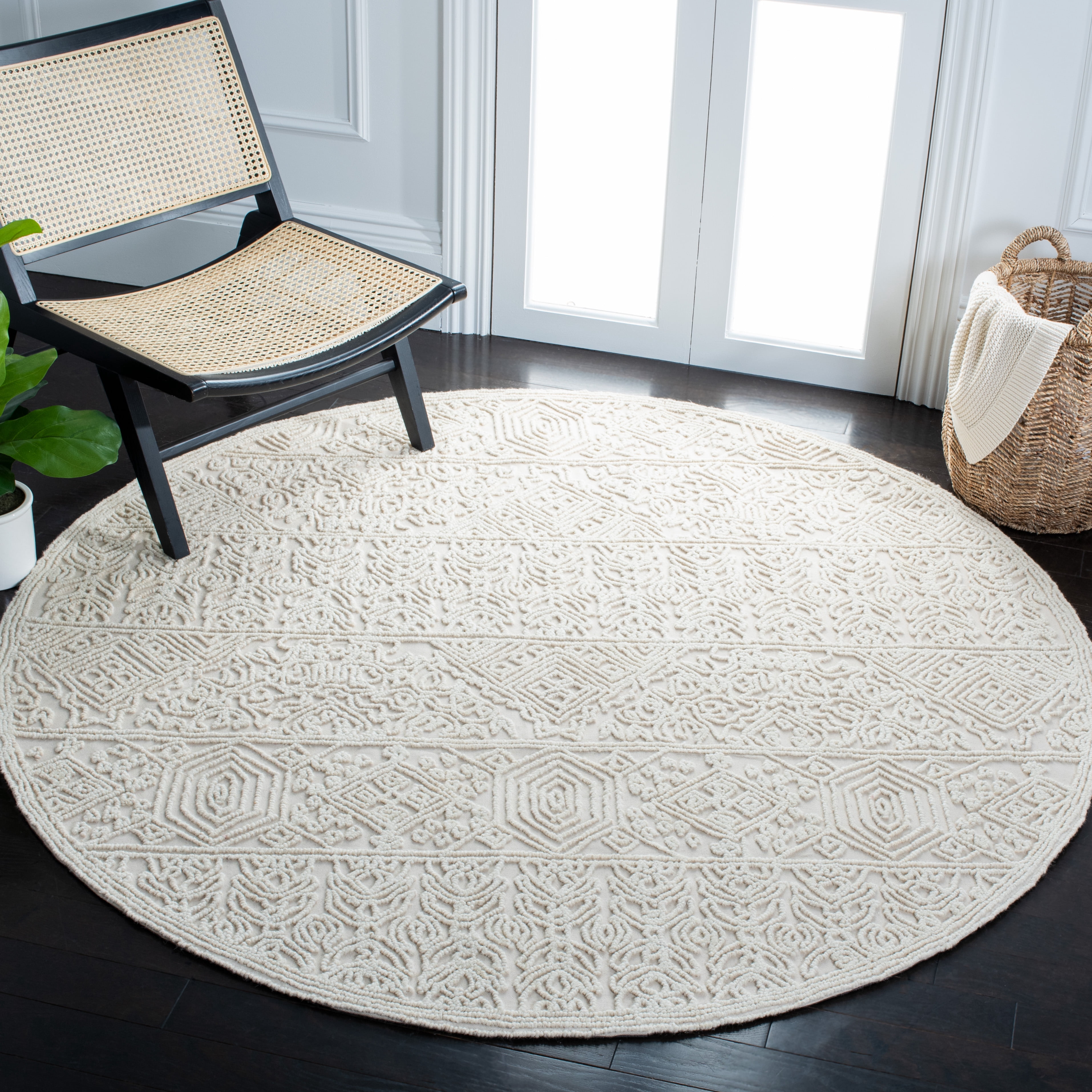 Safavieh Trace Essex Abstract Area Rug, Ivory, 6'6" x 6'6" Round