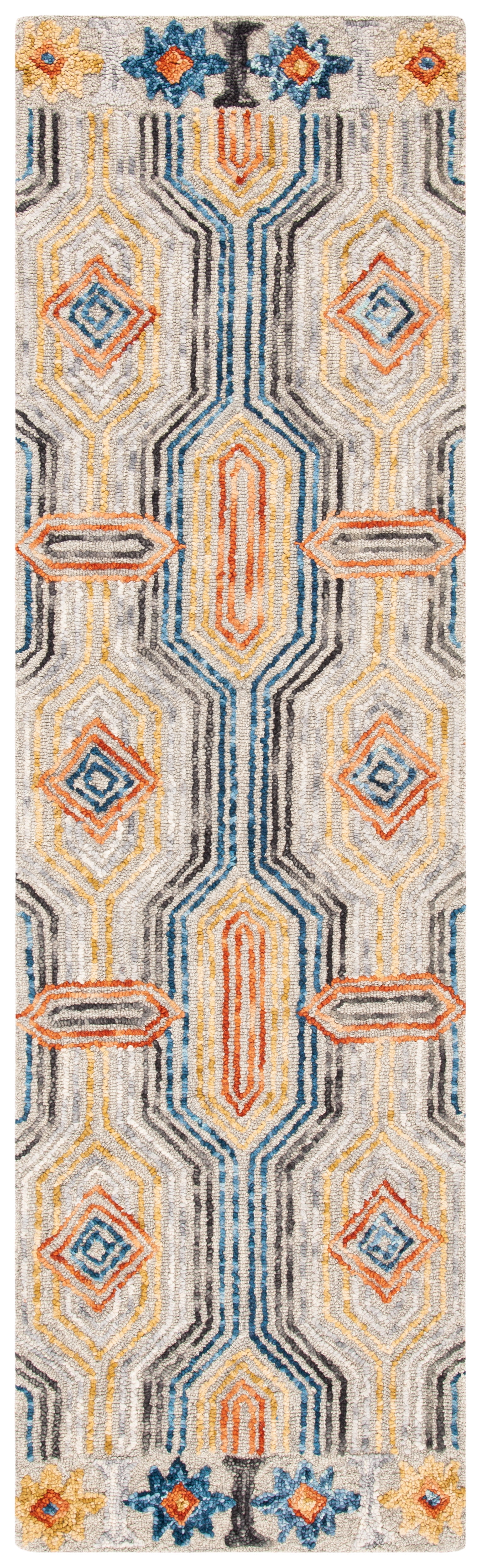 Trace Blue and Gray Hand-Tufted Wool Runner Rug