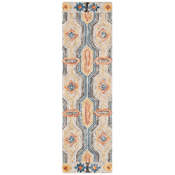 SAFAVIEH Trace Constantina Geometric Runner Rug, Grey/Blue, 2'3" x 12'