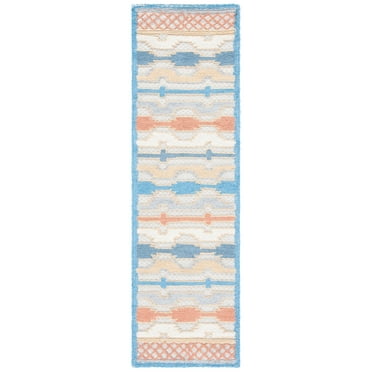 SAFAVIEH Trace Constantine Striped Runner Rug, Blue/Rust, 2'3" x 8'