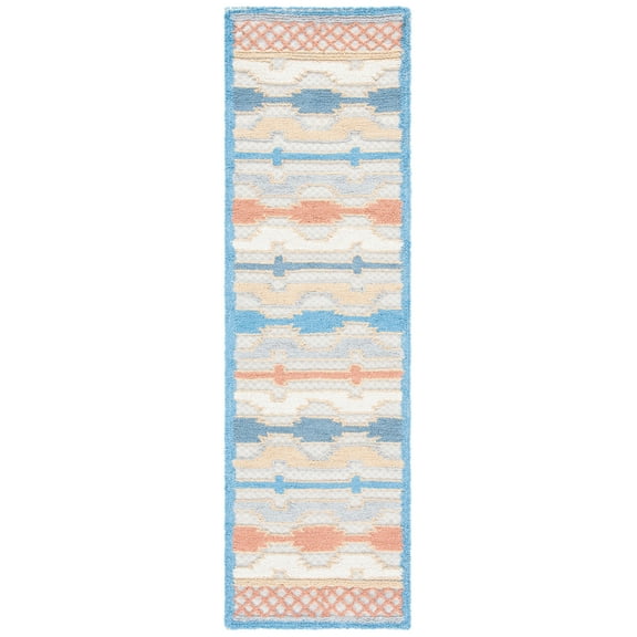 SAFAVIEH Trace Constantine Striped Runner Rug, Blue/Rust, 2'3" x 8'