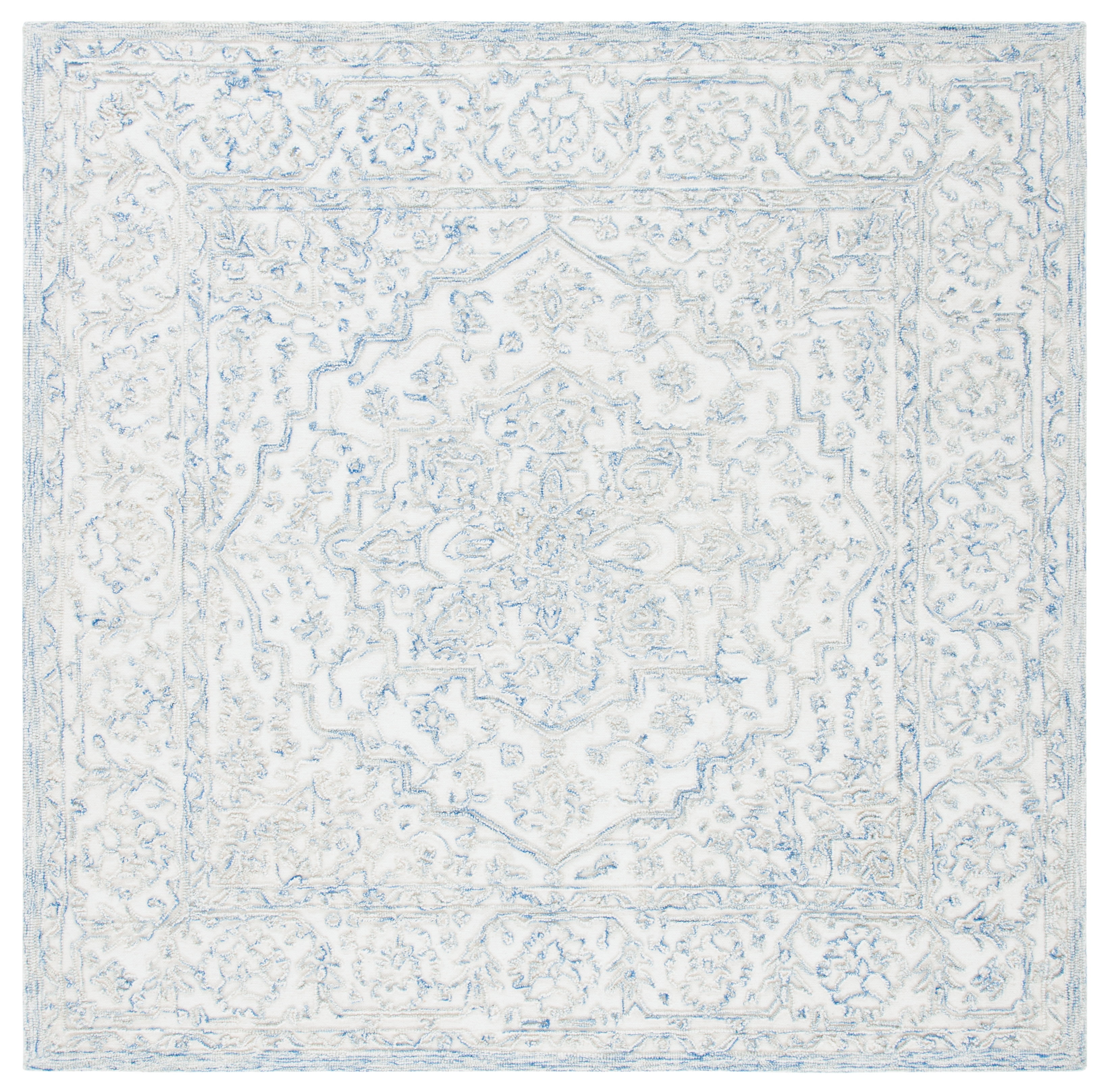 Regal Blue Square Hand-Tufted Wool Area Rug - 6'