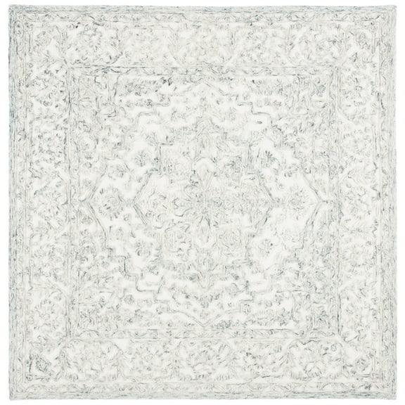 SAFAVIEH Trace Donna Floral Area Rug, Ivory/Charcoal, 6' x 6' Square