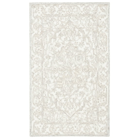 SAFAVIEH Trace Donna Floral Area Rug, Ivory/Natural, 3' x 5'