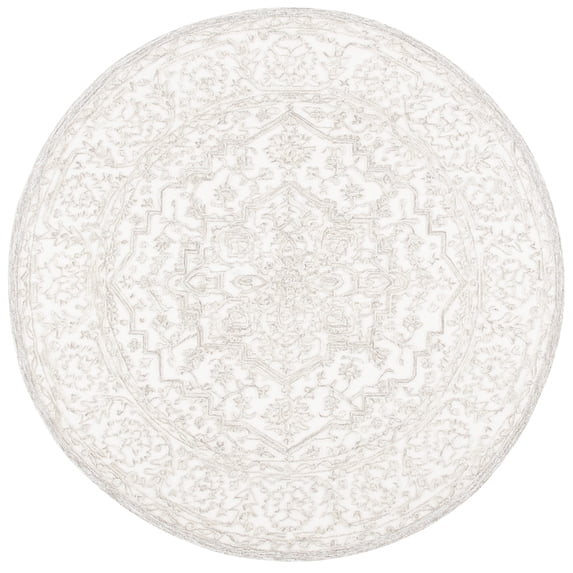 SAFAVIEH Trace Donna Floral Area Rug, Ivory/Natural, 6' x 6' Round