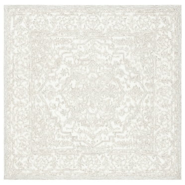 SAFAVIEH Trace Donna Floral Area Rug, Ivory/Natural, 6' x 6' Square