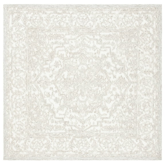 SAFAVIEH Trace Donna Floral Area Rug, Ivory/Natural, 6' x 6' Square