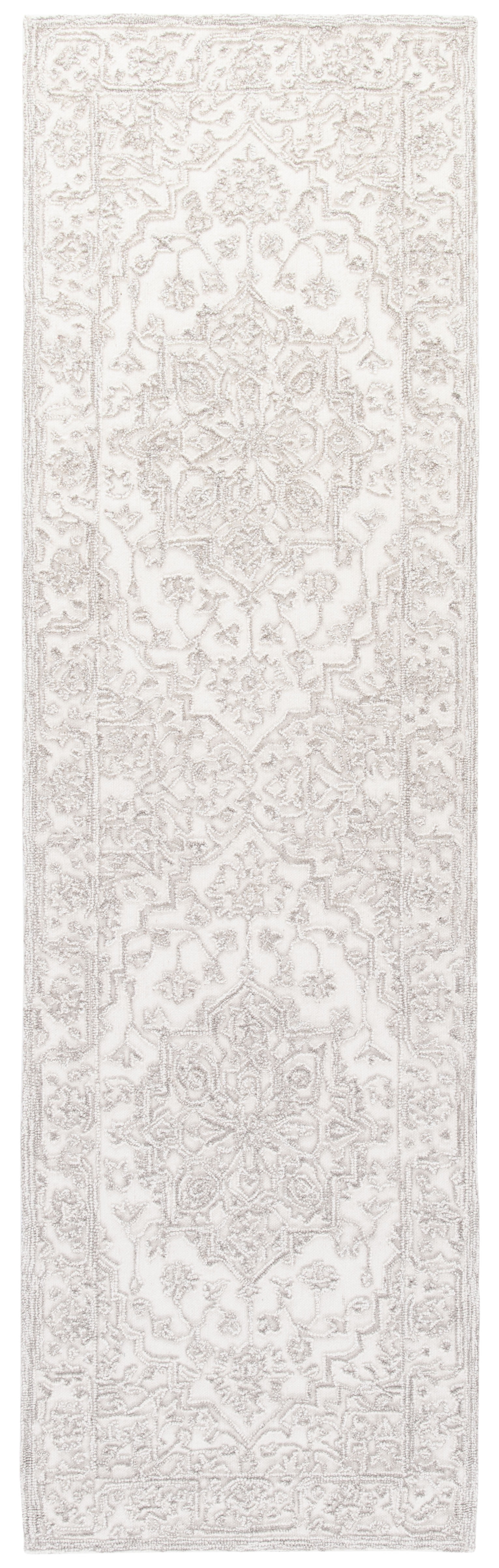 Elegant Ivory Hand-Tufted Wool Area Rug - 27"x7"