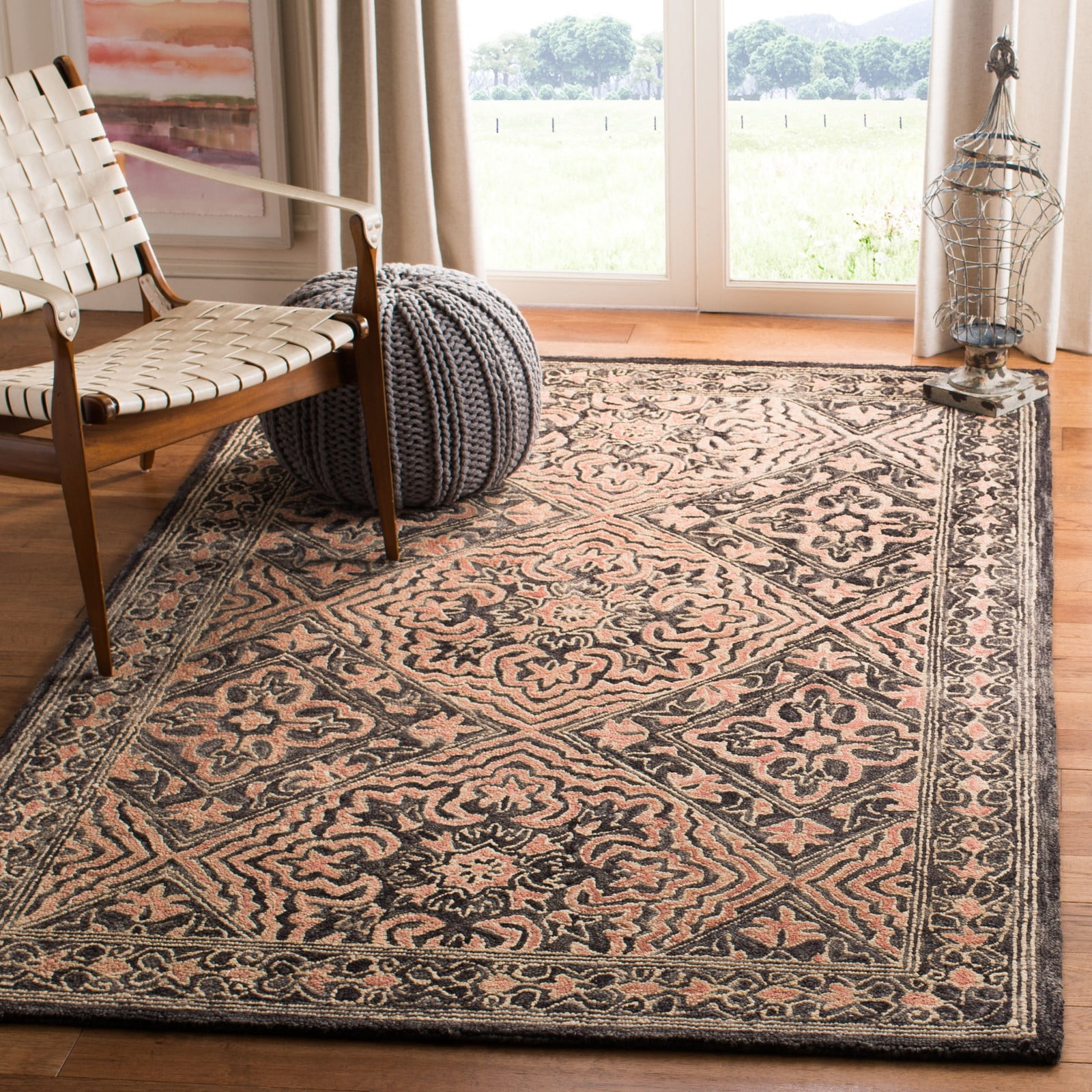 Trace TRC507 Hand Tufted Area Rug - Black/Red - 3'x5' - Safavieh.