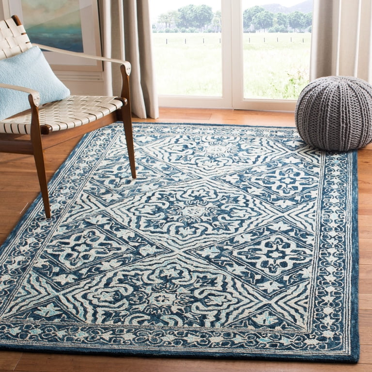 SAFAVIEH Heirloom Collection Area Rug - 9' X 12', Light Blue & Ivory, Non-Shedding Easy Clean