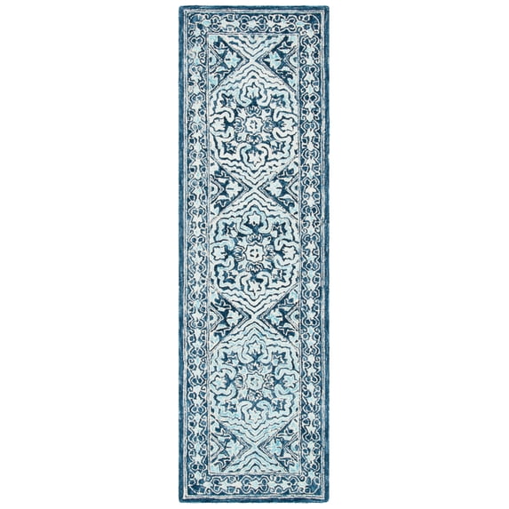 SAFAVIEH Trace Dulcibella Oriental Runner Rug, Navy/Light Blue, 2'3" x 8'
