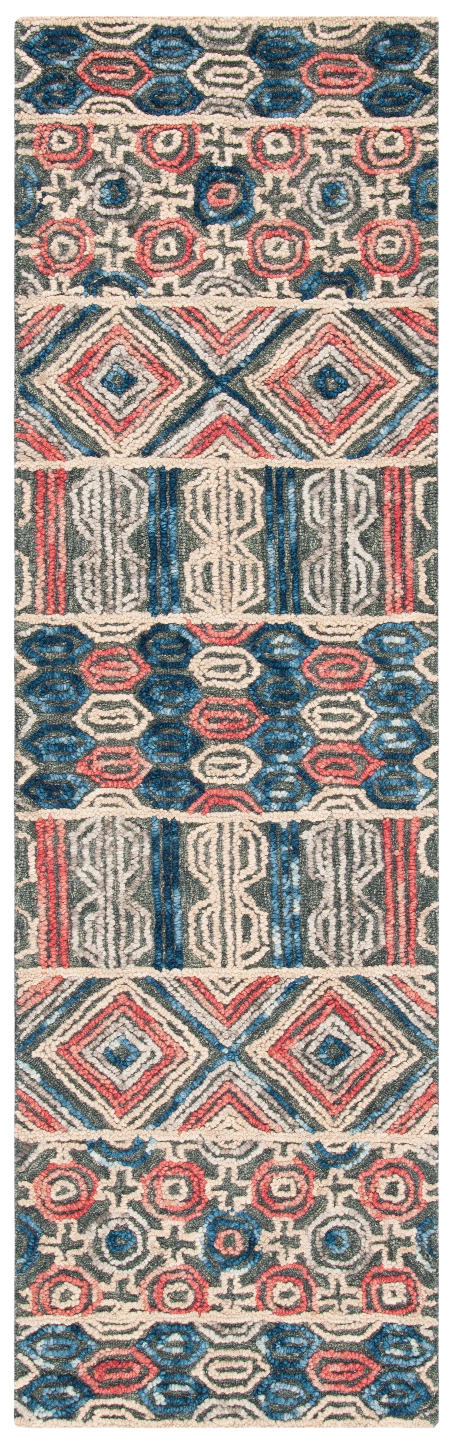 SAFAVIEH Trace Earnestine Geometric Runner Rug, Grey/Navy, 2'3" x 8'