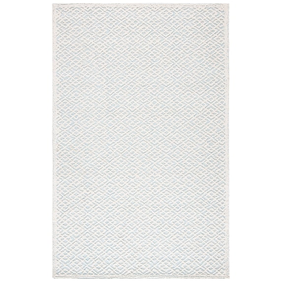 SAFAVIEH Trace Einri Geometric Area Rug, Ivory/Blue, 5' x 8'