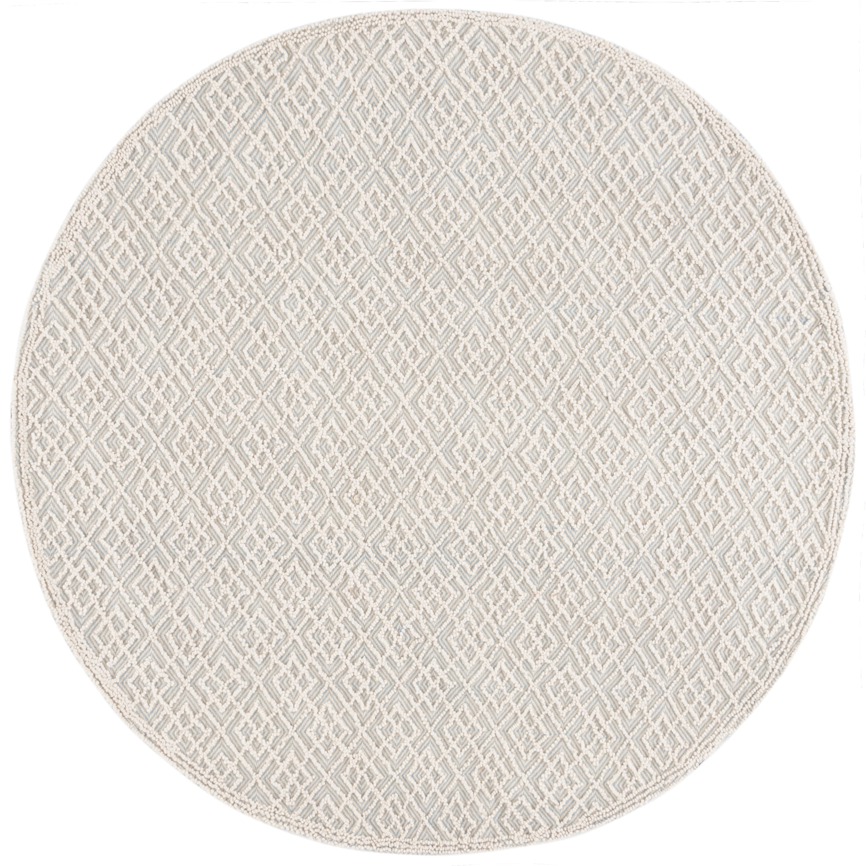SAFAVIEH Trace Einri Geometric Area Rug, Ivory/Blue, 6' x 6' Round