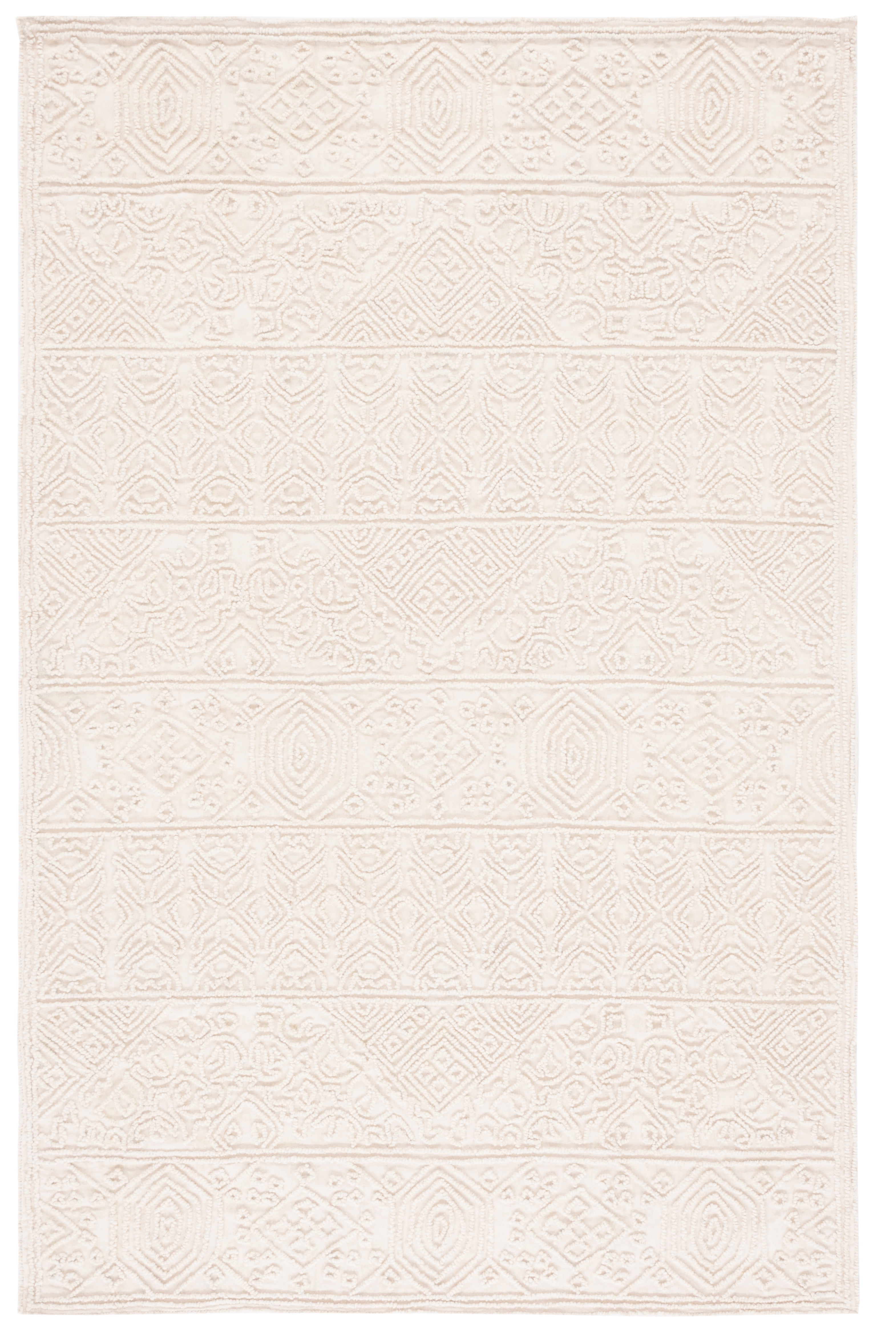Ivory Geometric Hand-Tufted Wool Square Area Rug