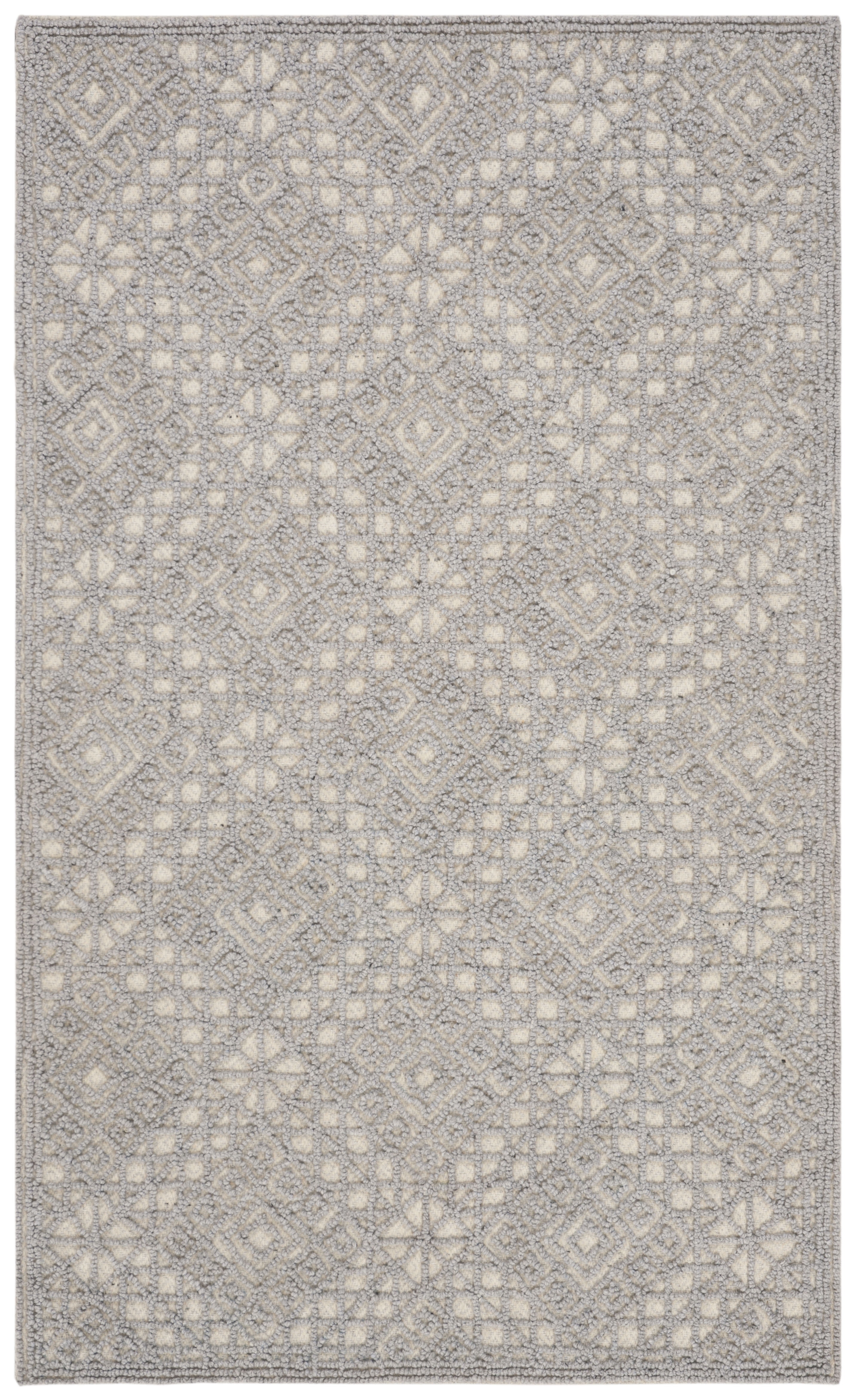 Handmade Grey Wool Rectangular Tufted Area Rug, 3' x 5'