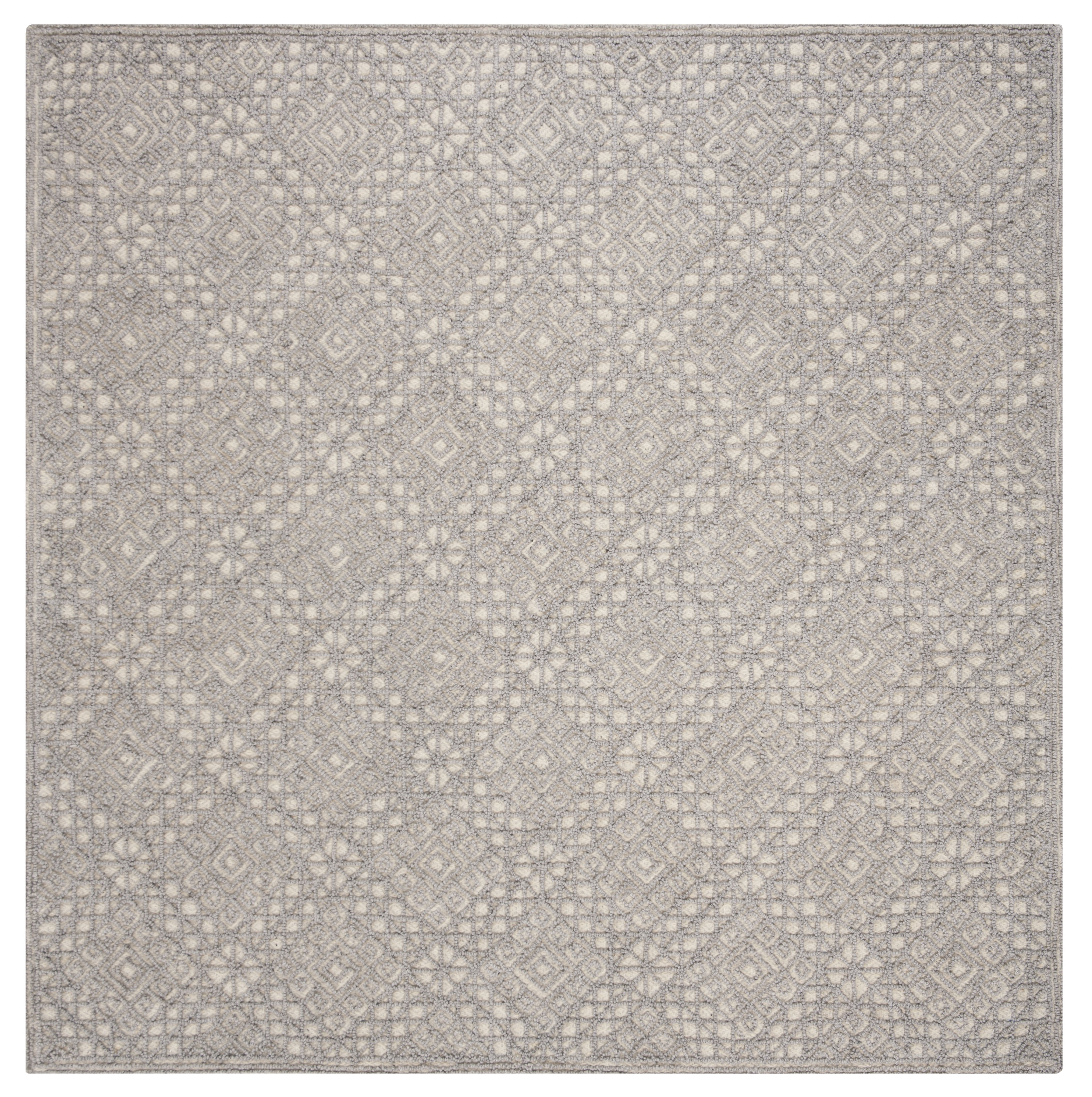 Gray Square Hand-Tufted Wool Area Rug