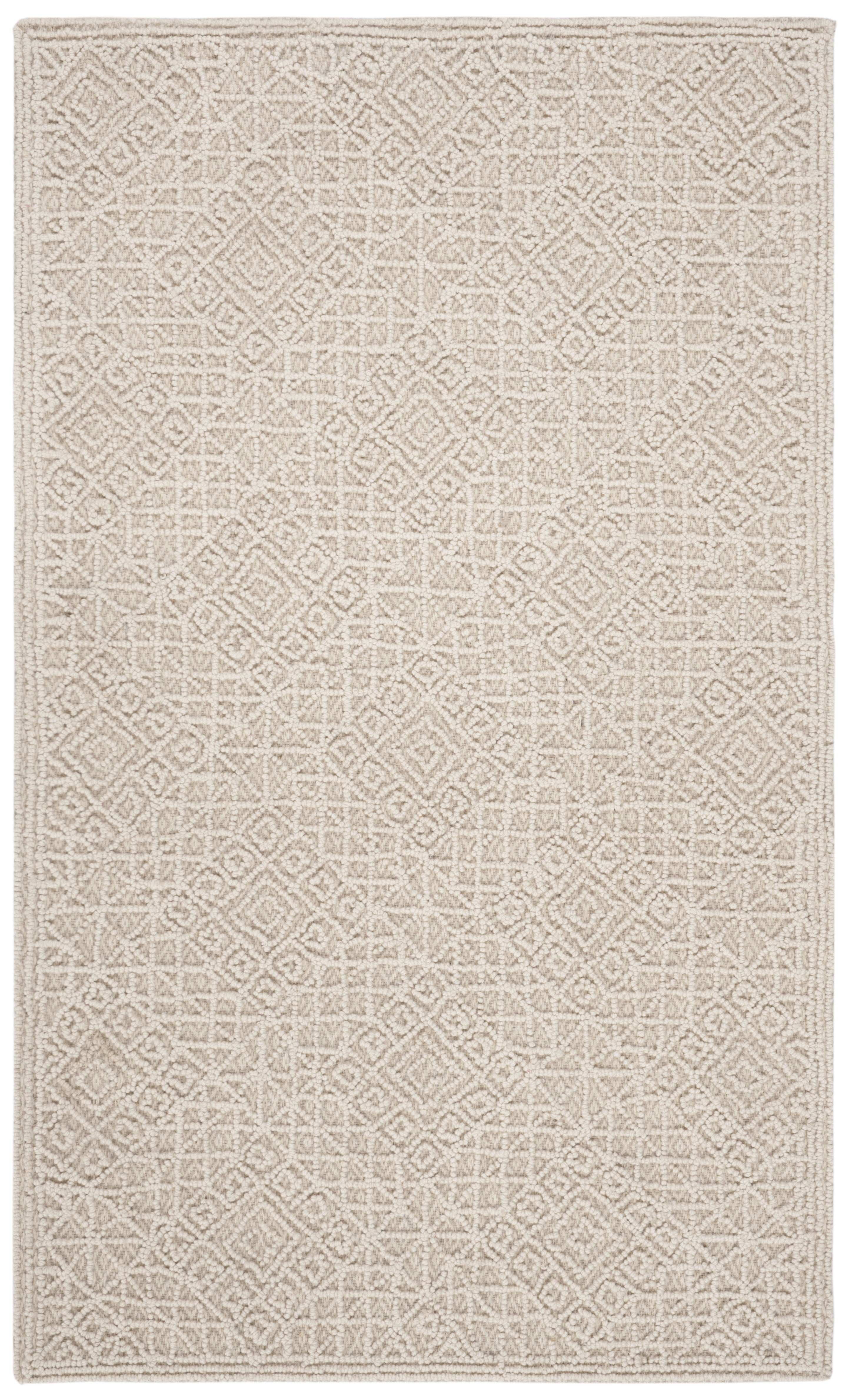 Handmade Tufted Beige Wool Square Area Rug