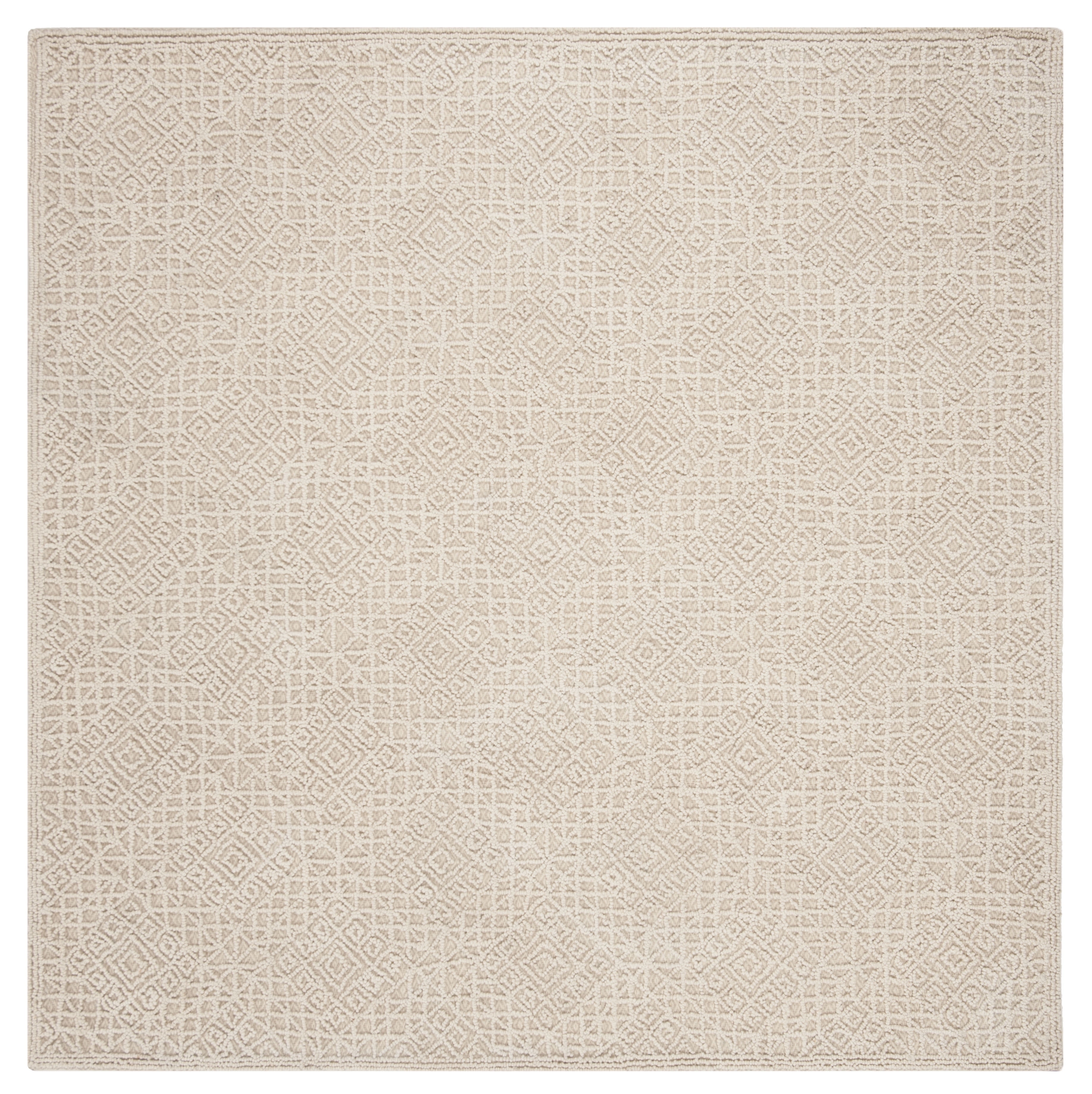 Elegant Light Beige 6' Square Hand-Tufted Wool Area Rug