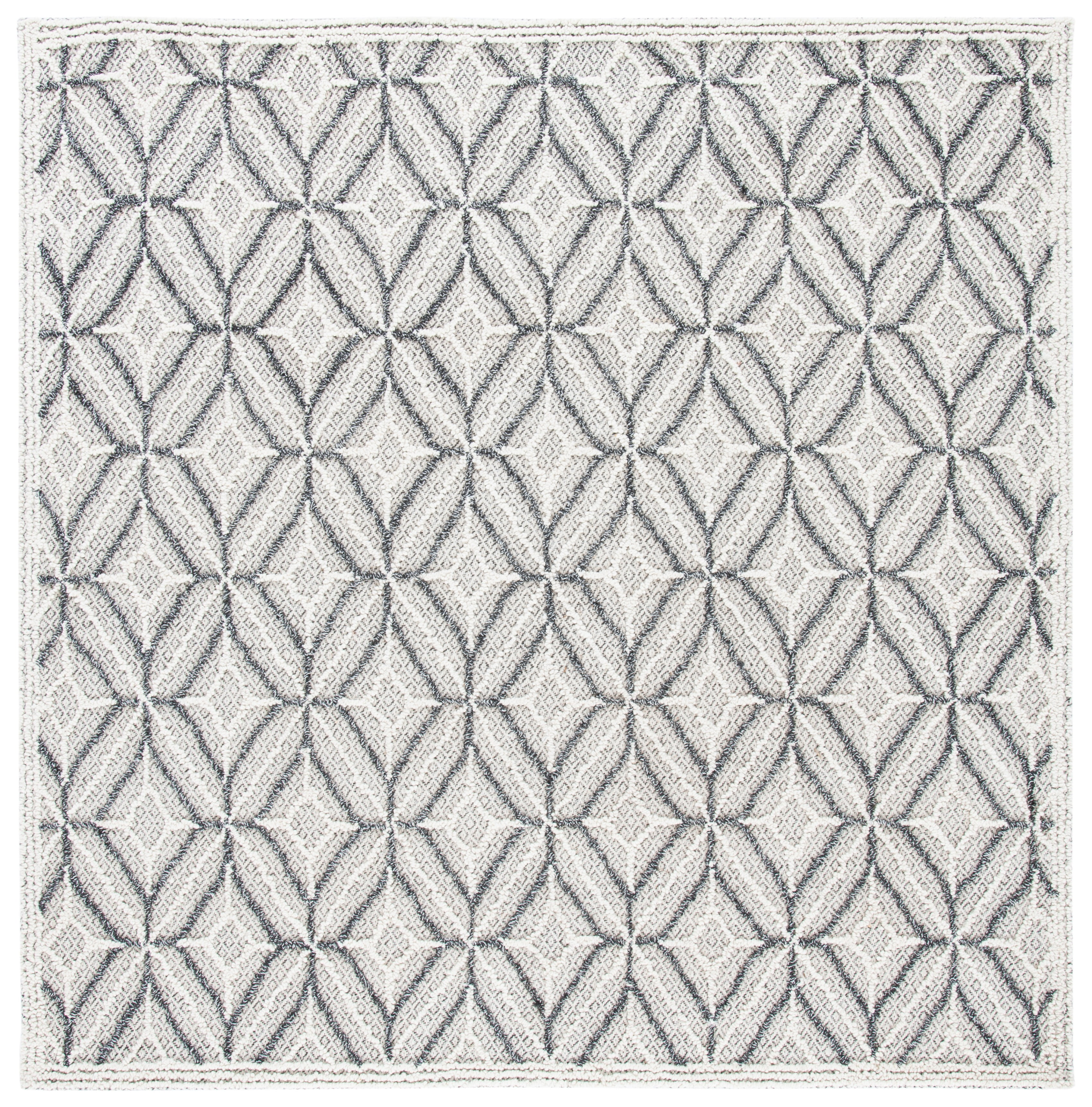 SAFAVIEH Trace Gervase Geometric Wool Area Rug, Grey/Black, 6' x 6' Square