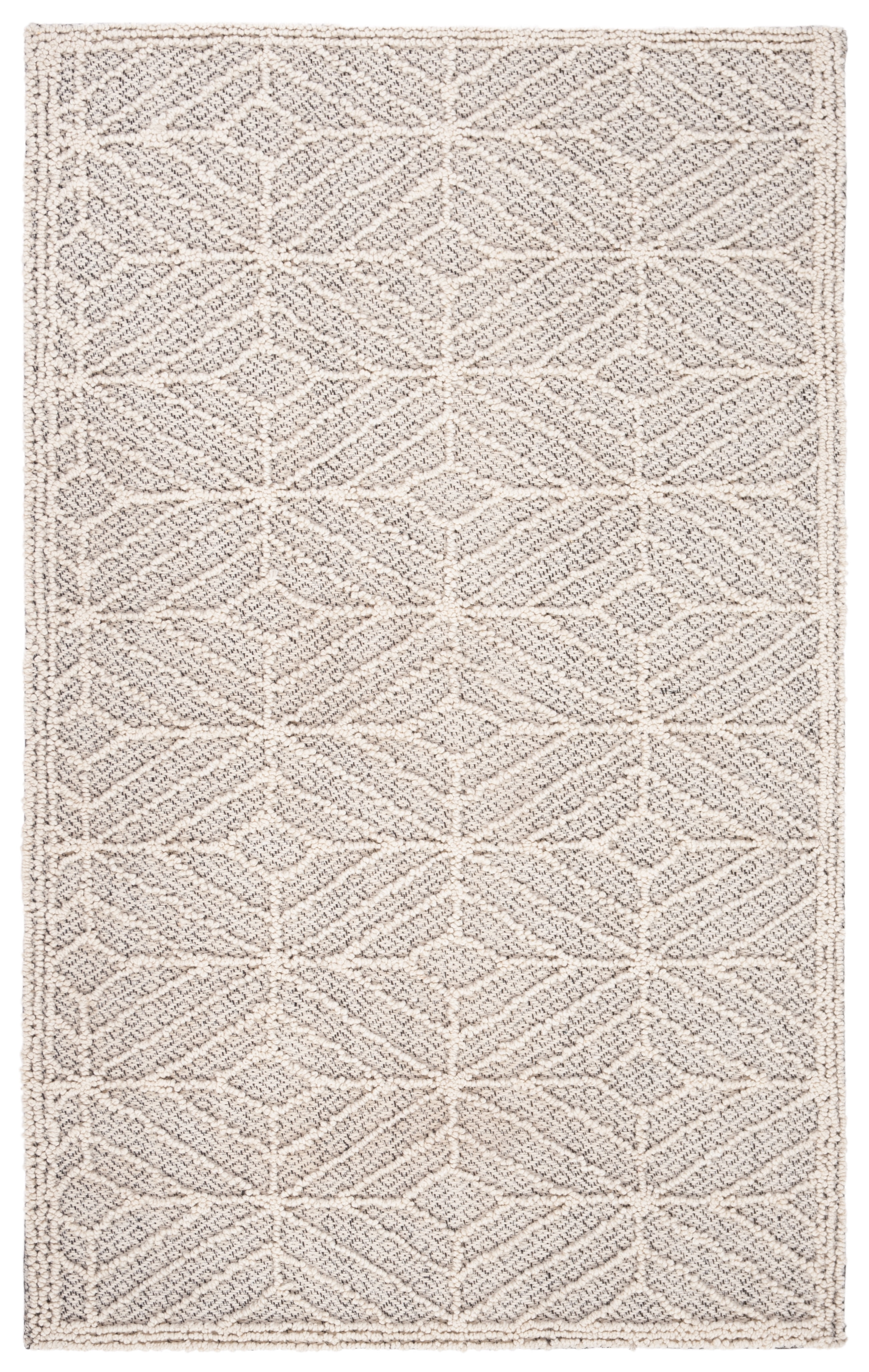 Ivory and Black Geometric Hand-Tufted Wool Area Rug