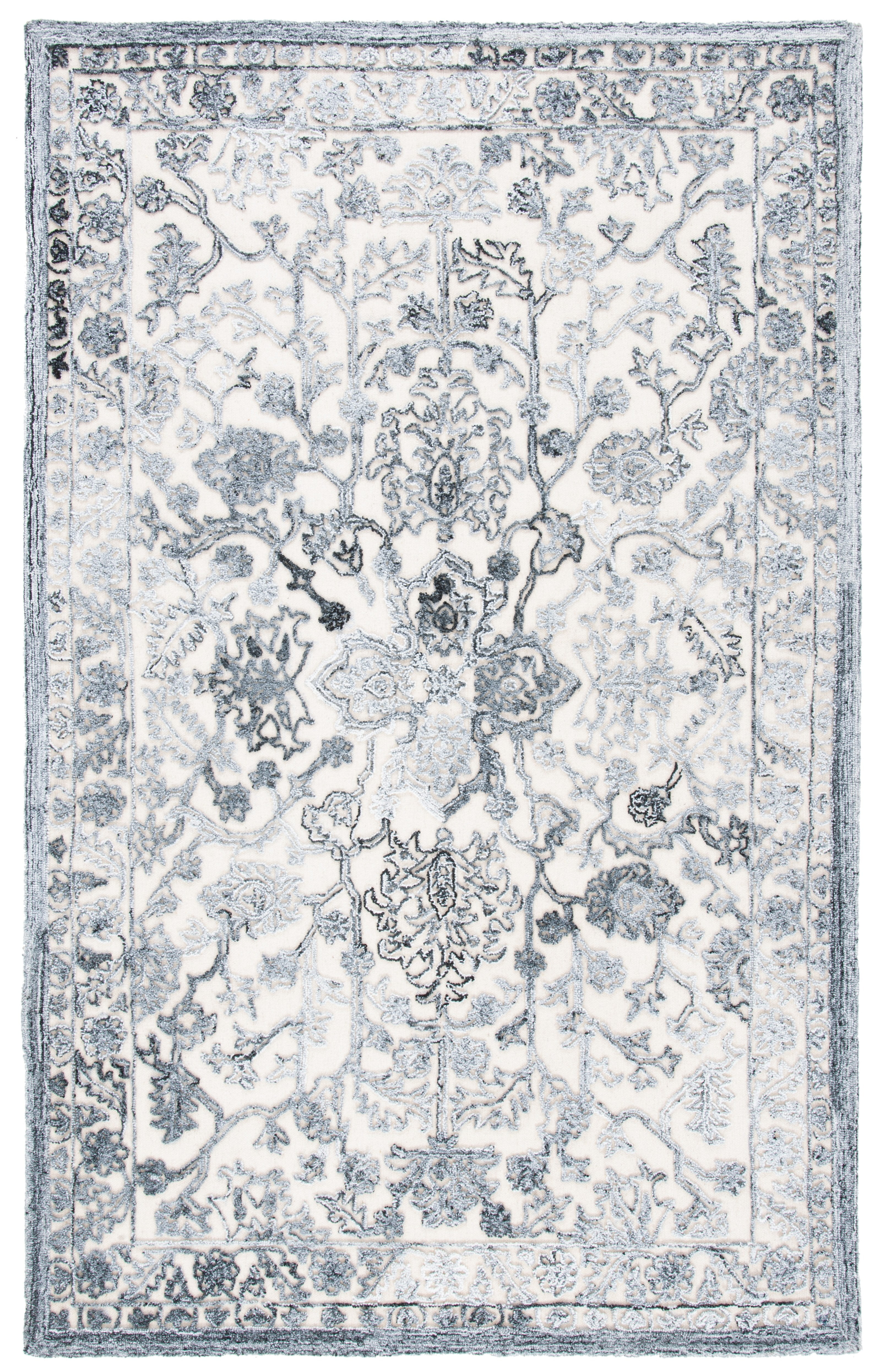 SAFAVIEH Trace Giuseppe Floral Area Rug, Grey/Ivory, 3' x 5'