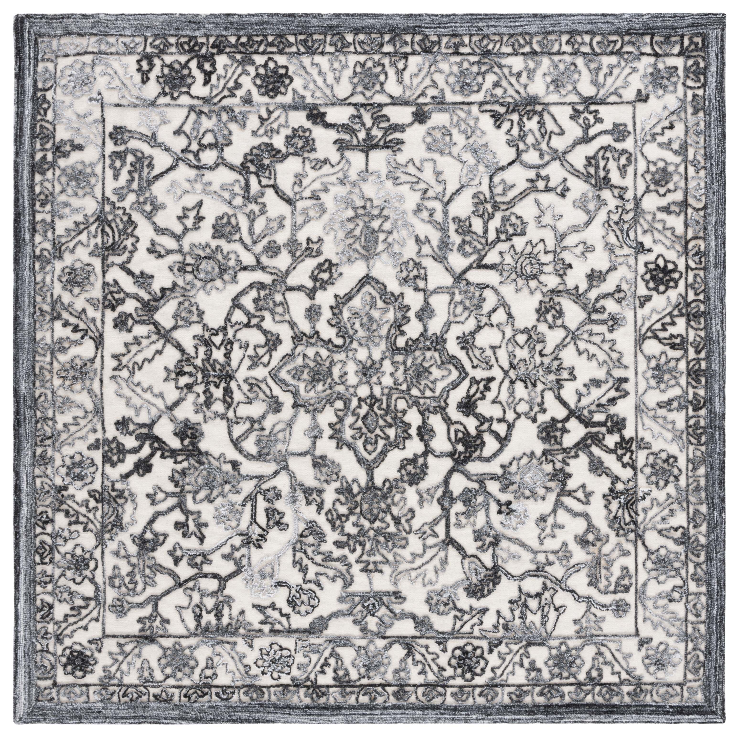 SAFAVIEH Trace Giuseppe Floral Area Rug, Grey/Ivory, 6' x 6' Square