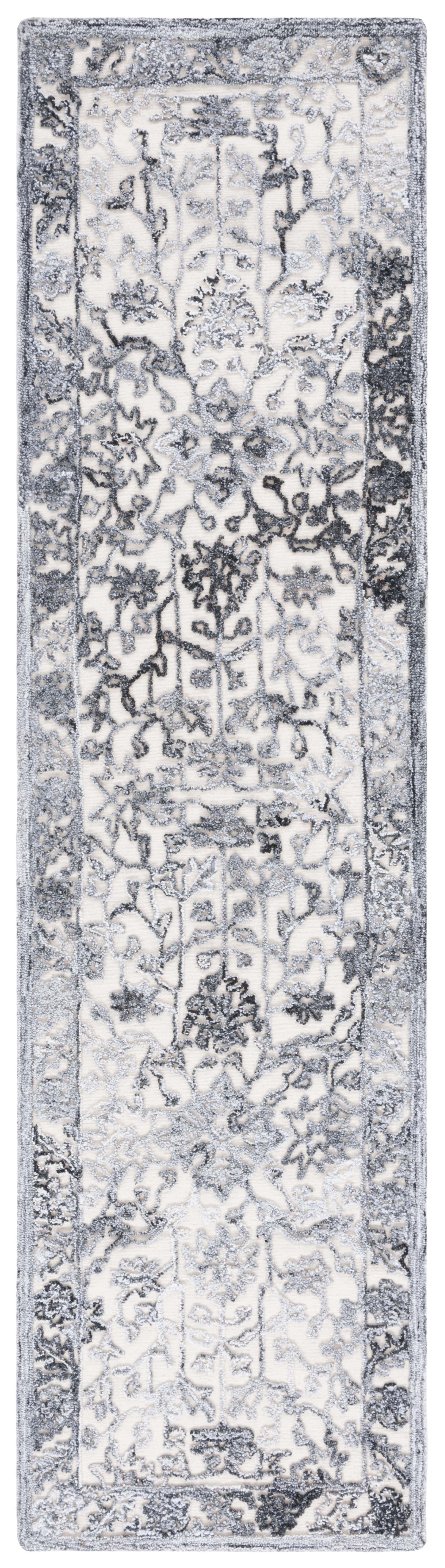 SAFAVIEH Trace Giuseppe Floral Runner Rug, Grey/Ivory, 2'3" x 9'