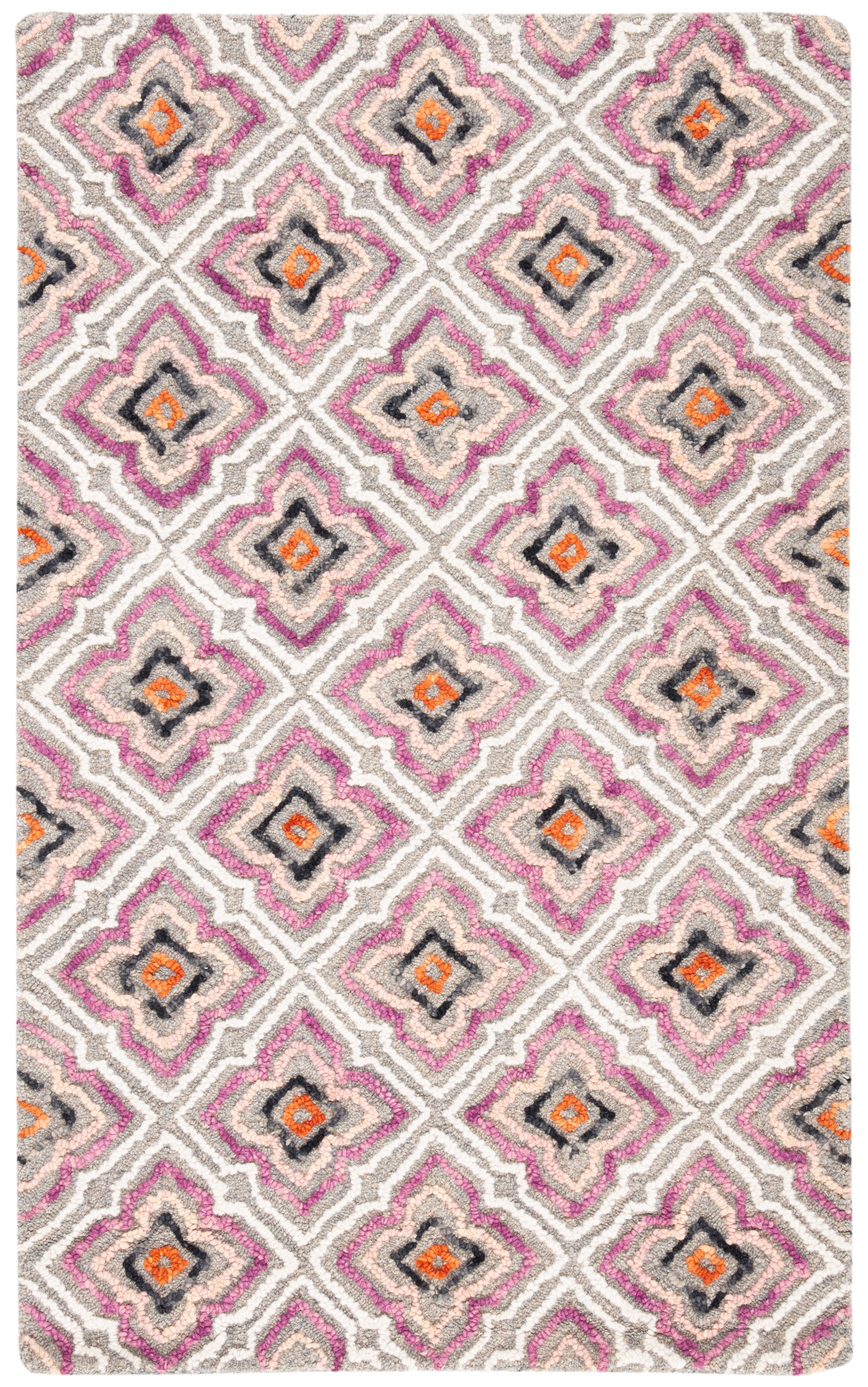 SAFAVIEH Trace Henrietta Geometric Floral Wool Area Rug, Aqua/Ivory, 3' x 5'
