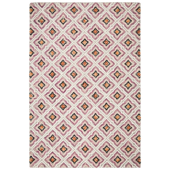 SAFAVIEH Trace Henrietta Geometric Floral Wool Area Rug, Aqua/Ivory, 4' x 6'