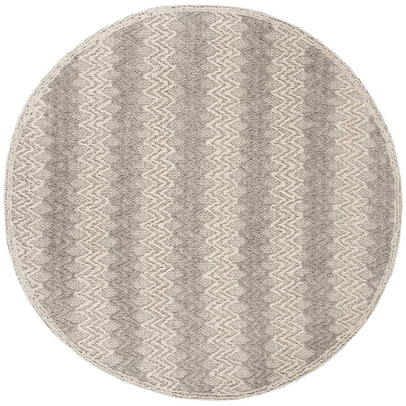 SAFAVIEH Trace Hermite Geometric Chevron Wool Area Rug, Blue/Black, 6' x 6' Round