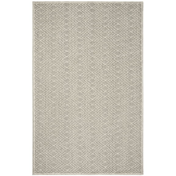 SAFAVIEH Trace Hermite Geometric Chevron Wool Area Rug, Grey/Black, 3' x 5'