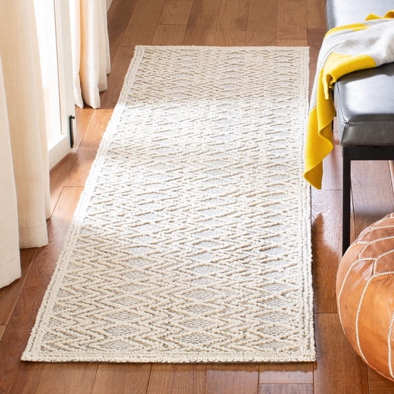SAFAVIEH Trace Hermite Geometric Chevron Wool Runner Rug, Grey/Black, 2'3" x 8'