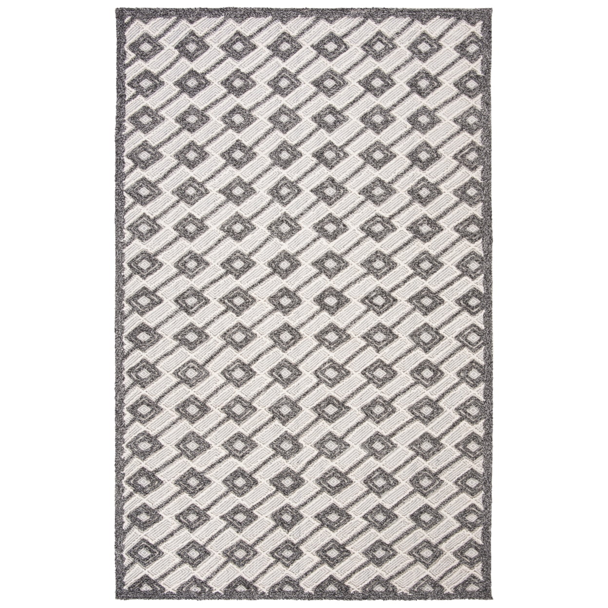Handmade Gray and Beige Wool-Viscose 4' x 6' Tufted Rug