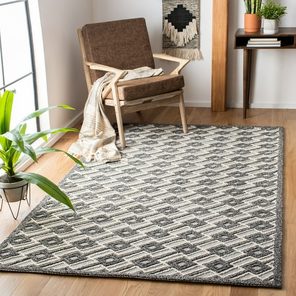 SAFAVIEH Trace Horatio Geometric Diamonds Area Rug, Grey/Beige, 5' x 8'