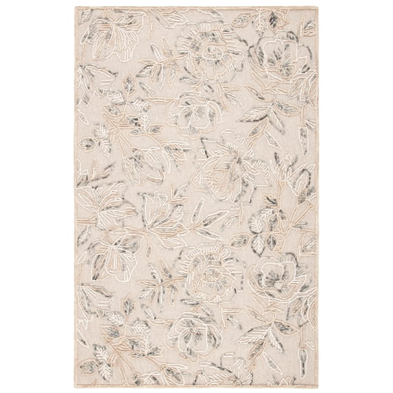 SAFAVIEH Trace Hoyt Floral Area Rug, Beige/Grey, 4' x 6'