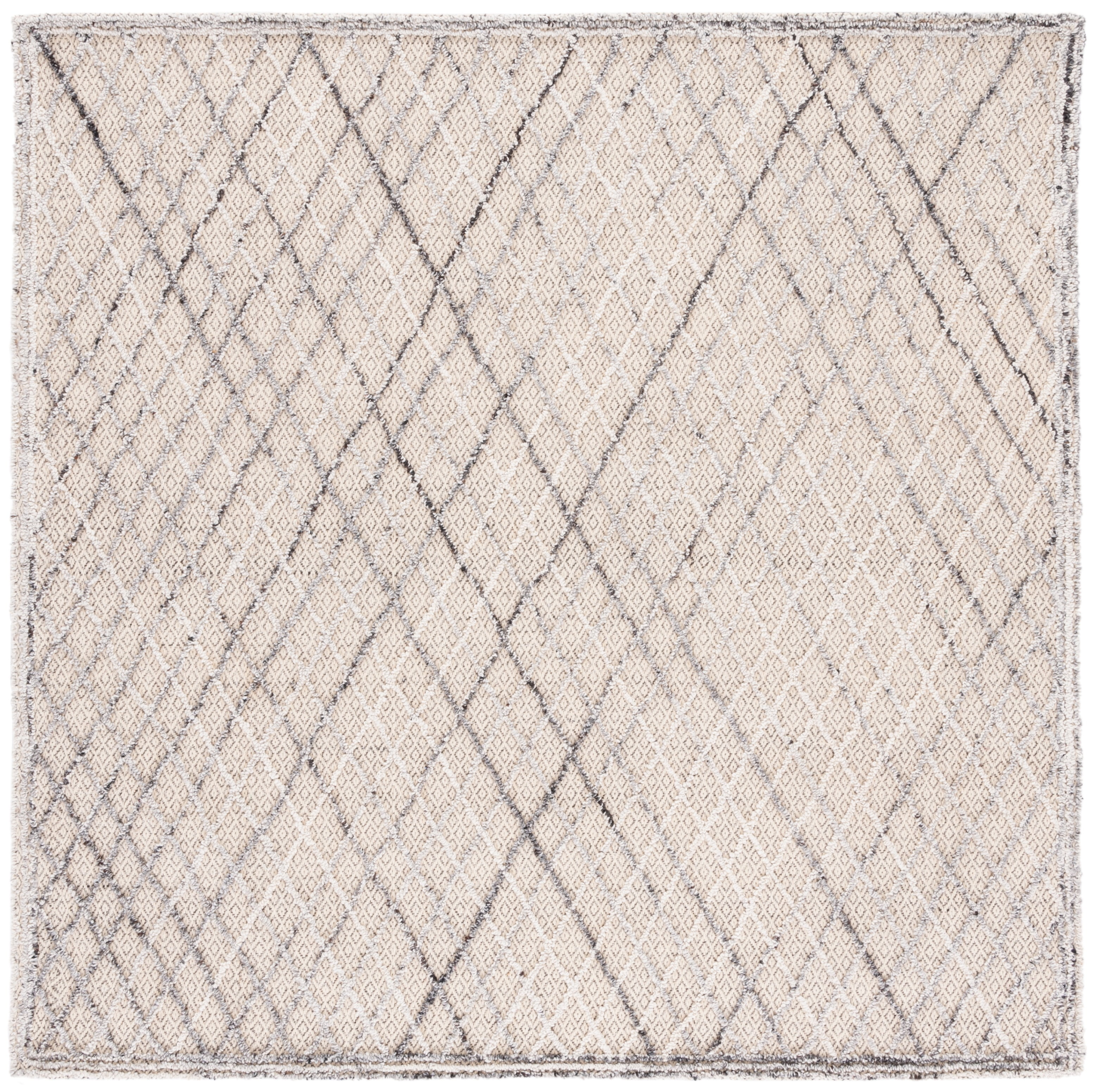 Elegant Gray Square Hand-Tufted Wool Area Rug