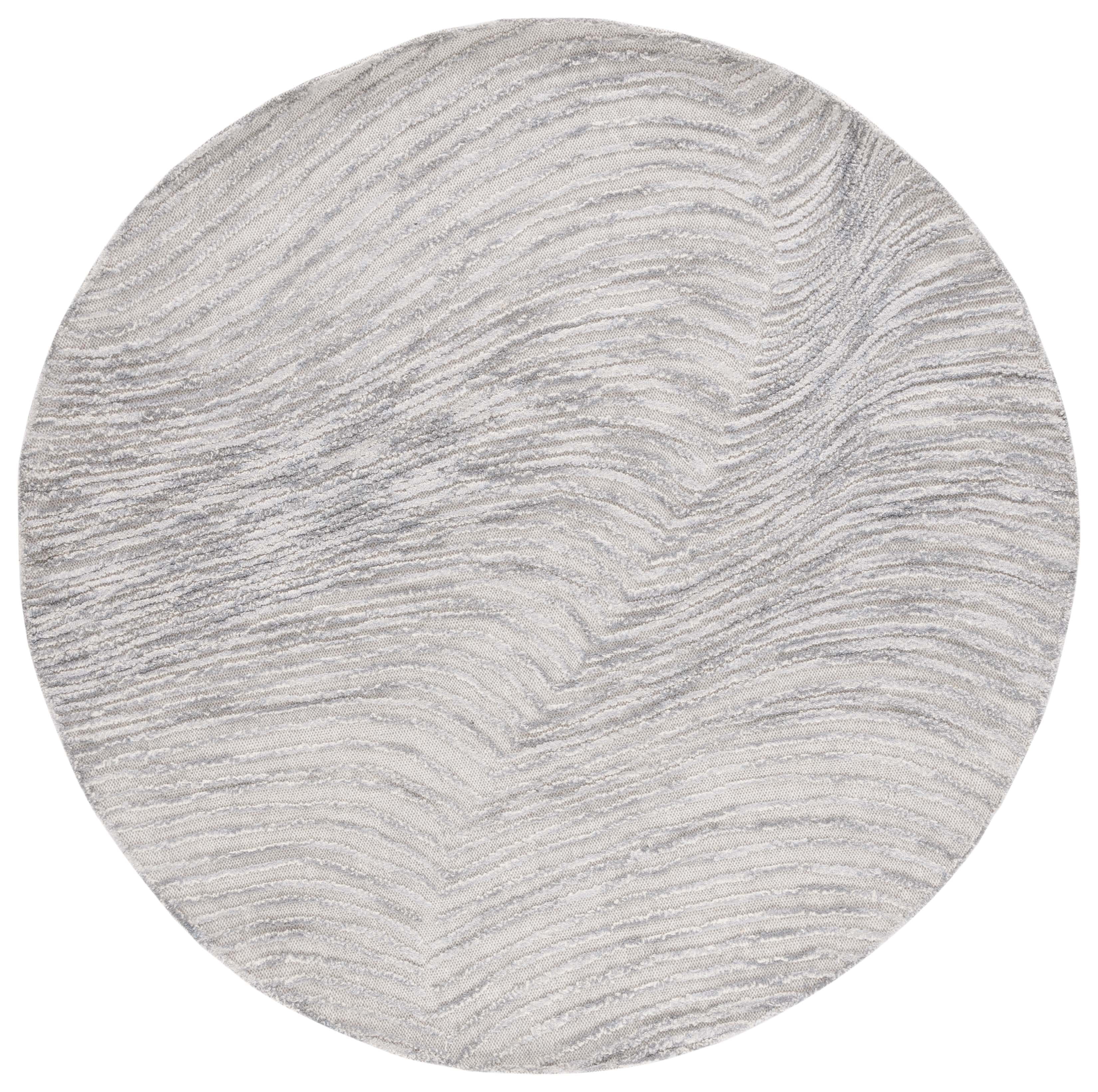 SAFAVIEH Trace Jimney Abstract Area Rug, Grey/Ivory, 6' x 6' Round