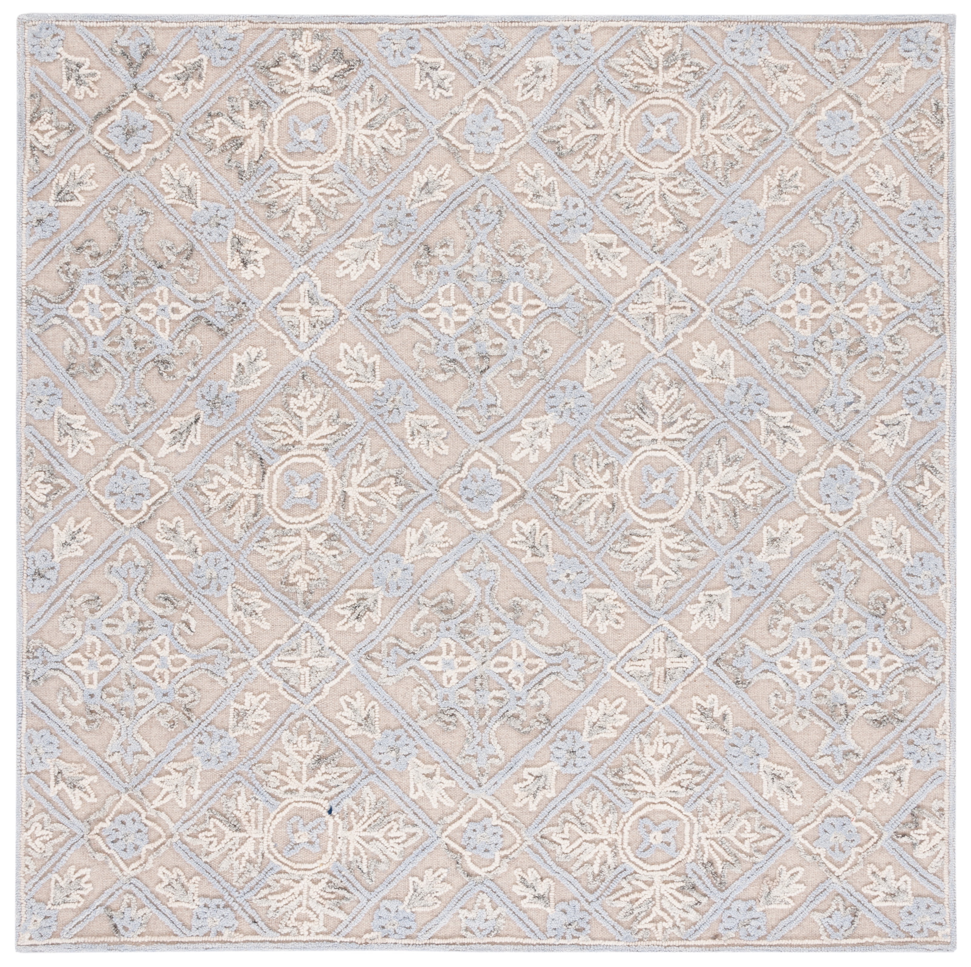 Elegant Hand-Tufted Wool Square Rug in Beige - 6'x6'