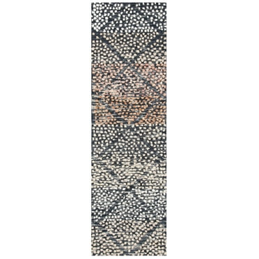 SAFAVIEH Trace Maximillian Geometric Runner Rug, Navy/Ivory, 2'3" x 8'