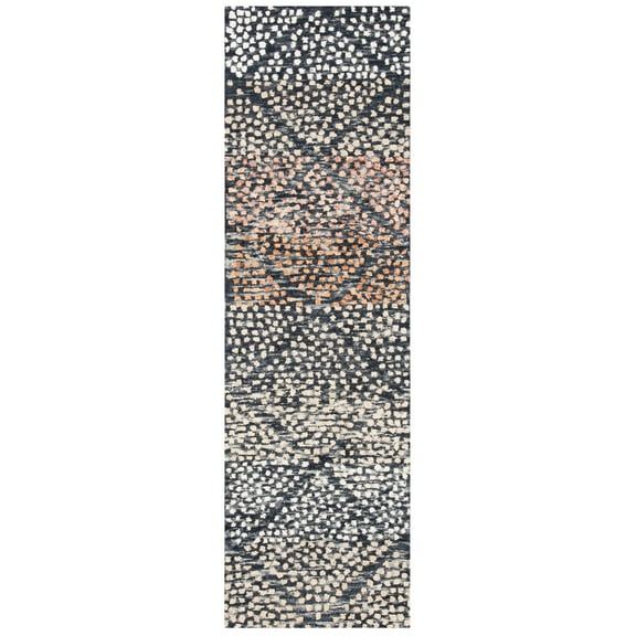 SAFAVIEH Trace Maximillian Geometric Runner Rug, Navy/Ivory, 2'3" x 8'