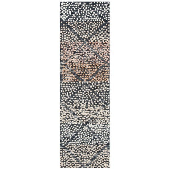 SAFAVIEH Trace Maximillian Geometric Runner Rug, Navy/Ivory, 2'3" x 8'