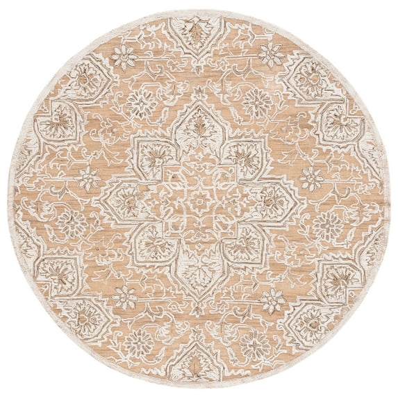 SAFAVIEH Trace Mia Medallion Area Rug, Gold/Ivory, 6' x 6' Round